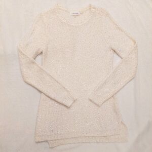 Calvin Klein Women's Cream Sweater With Sequins XS